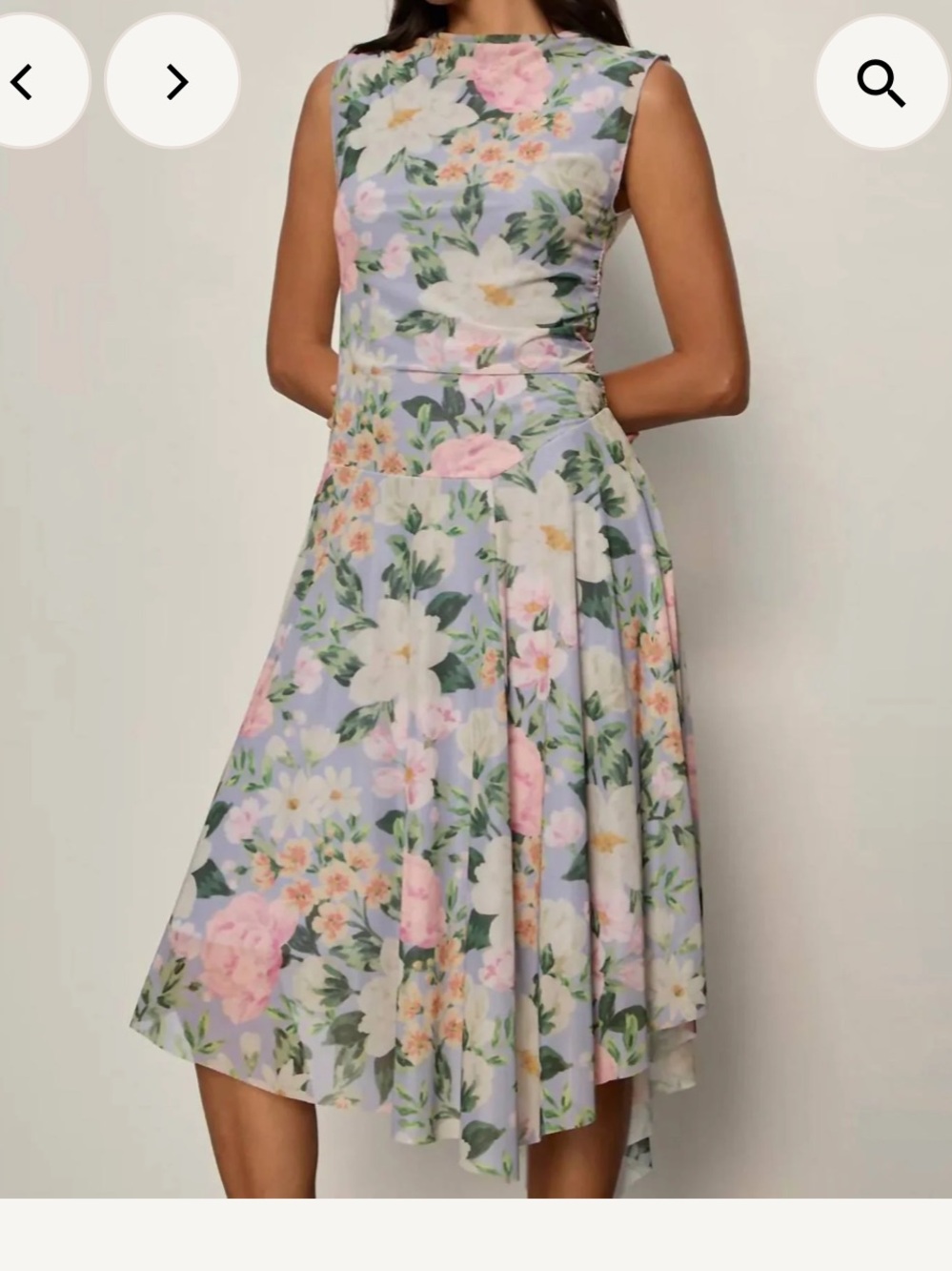 Sanctuary Floral Midi Dress in Light Blue, Pink & White